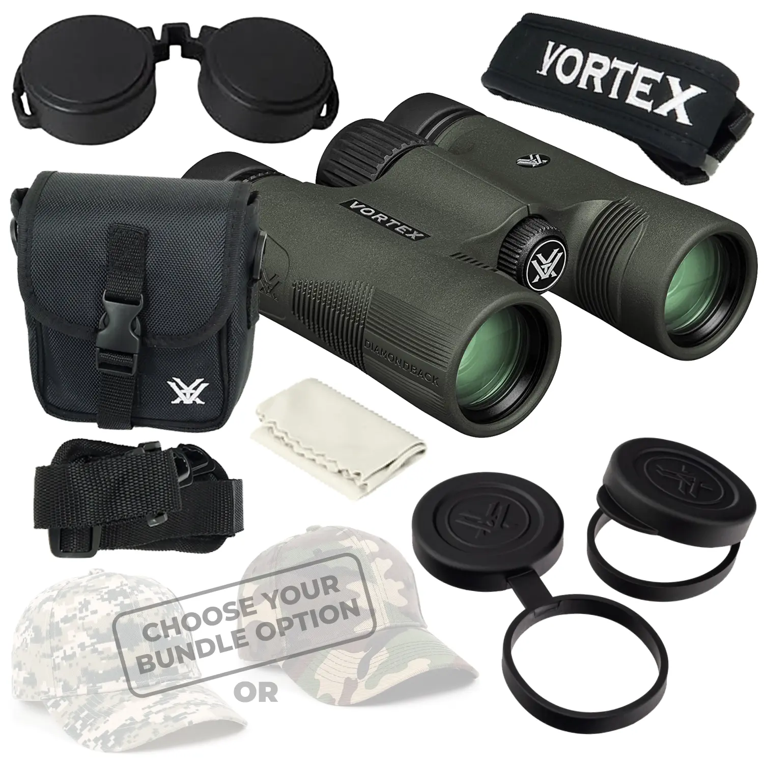 Vortex Optics Diamondback HD 8x28 Binocular (DB-210) - Rugged, Compact, Scratch-Proof, Secure Grip, +Free Camo Digital Hat, +Free Hat (Camo Digital), Adventure, Coated