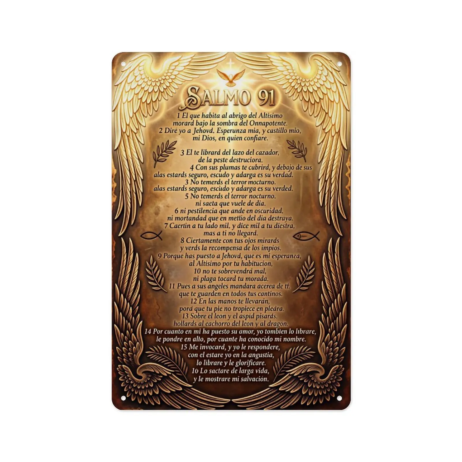 Religious Psalm 91 Wall Art - Lightweight Aluminium Mount Inspirational Quote - Home Decor Gift for Living Room, Bedroom, Hanging