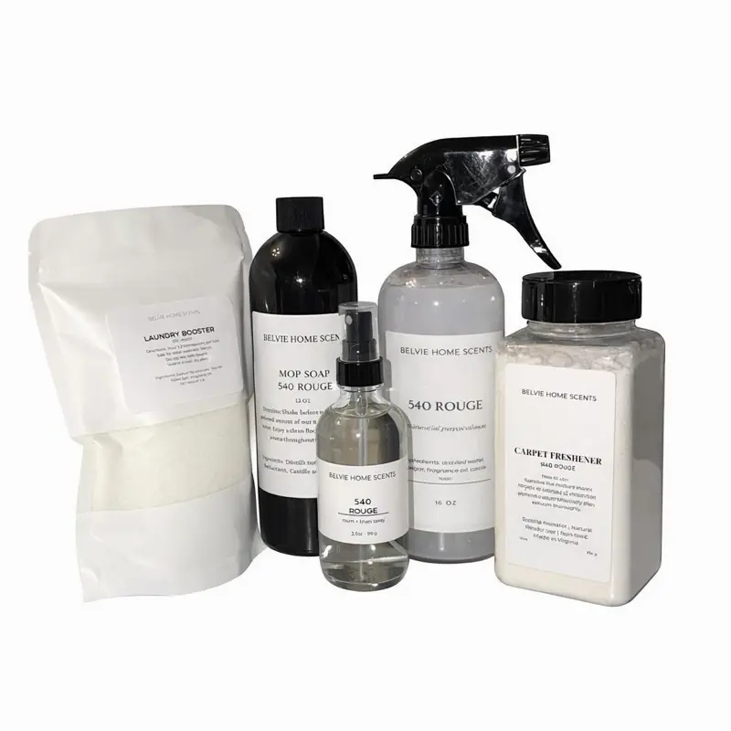 Mother's Day Gift Home Cleaning Set Bundle - Strawberry Scent 540 Rouge Mop Soap, All-Purpose Cleaner, Laundry Booster, Carpet Freshener for Household Use, Home Cleaning Supplies, Household Cleaning Products
