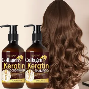 Collagen Keratin Shampoo + Conditioner Set, Haircare | Combining cleansing, Moisturizing and nourishment, replenishing essential nutrients, enhancing smoothness and elasticity, making hair easier to manage, suitable for at-home use