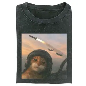 Funny Cat Fighter Pilot Meme T-Shirt – Vintage Tee with Jet Planes & Missiles Graphic,  Unisex Fit, Funny Meme Shirt, Menswear, Womenswear, 90s  graphic  tees