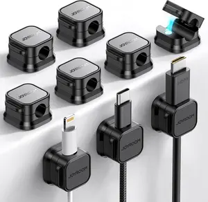 9 Pack Magnetic Cable Clips [Cable Smooth Adjustable] Cord Holder, Under Desk Cable Management, JOYROOM Adhesive Wire Holder Keeper Organizer for Home Office Desk Phone Car Wall Desktop Nightstand