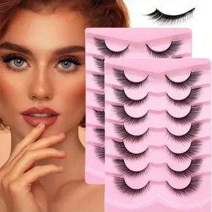 New Fox Series Slant Eyelashes, European Style Full Strip False Lashes, Fairy Look, 7 Pairs, Cartoon Design, Eye Makeup Accessories