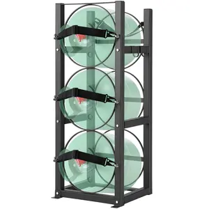 【FathersDayGift】VEVOR Refrigerant Tank Rack,  with 3 x 30lbs Bottle Tanks, Cylinder Tank Rack 12.79x12.99x33.07 in, Refrigerant Cylinder Rack Gas Cylinder Racks and Holders for Freon, Gases, Oxygen, Nitrogen