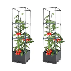 Adjustable Raised Garden Bed Heavy Duty Planter Box with Self-Watering System, Expandable Growing Box, Climbing Planting Stand and Trellis, Durable Metal Structure, Outdoor Planters