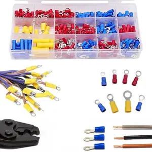 300pcs Insulated Electrical Connectors Kit Butt, Ring, Spade, Quick Disconnect Crimp Terminal Assortment for Automotive Marine DIY Wiring