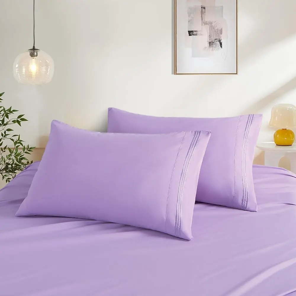 2 Pack Pillow Cases Standard Size, Light Purple Pillowcases Microfiber Hotel Pillow Case Soft Breathable and Non Shrinking Envelope Pillow Covers 20"X 26"