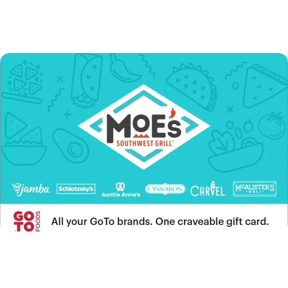 Moe's Southwest Grill eGift Card | Burritos, Tacos, Queso & Tex-Mex