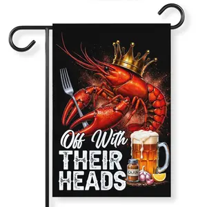 Off With Their Heads Crawfish Boil Garden Flag Cajun Seafood Party Yard Patio Decor Double Sided