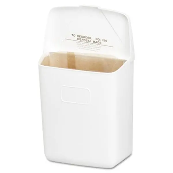212 MAIN Convertible Sanitary Napkin Receptacle - 1 Gal White Plastic Wall-Mount Container, Hinged Lid, Hands-Free Disposal by Hospital Specialty Co. 250/201W Health Gards for General Waste