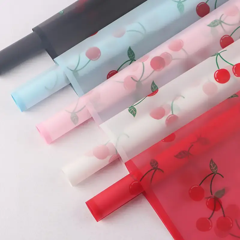 Cherry Pattern 20 Sheets Waterproof Floral Wrapping Paper for DIY Crafts Gift Packaging Matte Best for Christmas, Mother Day, Valentine's Day