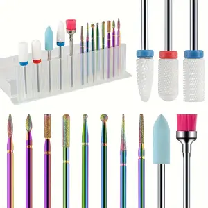 13 pcs Professional Ceramic Nail Drill Bit Set with Box - Electric Manicure Nail File Bit for Acrylic Gel, Nails, and Cuticles - Essential Nail Care Tool Pedicure Care Tool