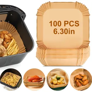 #SummerVibes Disposable Air Fryer Paper Liners, 100Pcs 6.3 In Square Non Stick Parchment, Air Fryer Basket Liner for 3Qt - 5Qt Airfryer, Parchment Paper for Baking