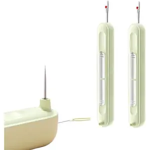 2Pcs Plug-in Needle Threader, 2 in 1 Threading and Thread Removal Tools, Stretchable Remover Needle Threading Tool for Hand Sewing Knitting Craft Quilting Supplies Seamless Stitching