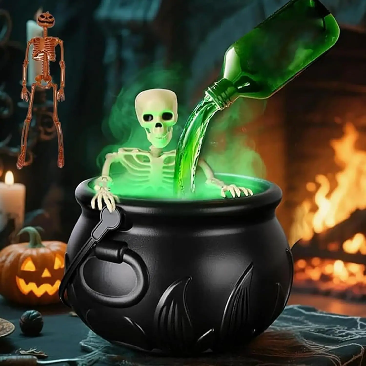 Halloween Indoor Decor Set with Witch Cauldron & Spray Gun, DIY Floating Potion Kit, Vintage Plastic Bowl, Perfect for Home Party