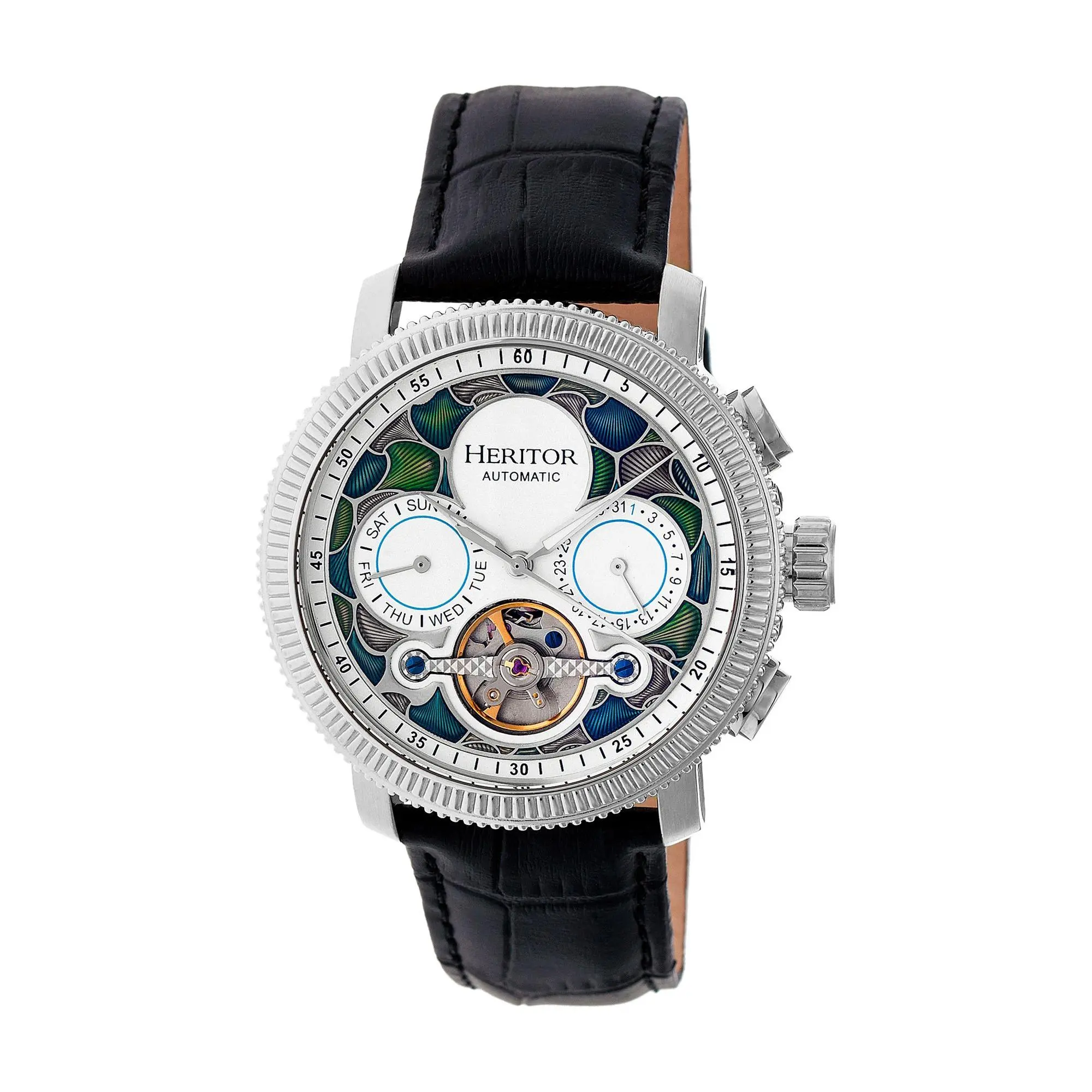 Heritor Automatic Men's Aura Stainless Silver and White Watch
