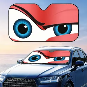 Cute Cartoon Eyes Red Sun Visor Car Windshield Sun Shade UV Block Heat Insulation Reflective Cover Keeps Interior Cool Protects Dashboard Foldable Storage Universal Fit for Car SUV Truck Summer Essential Car Sunshade