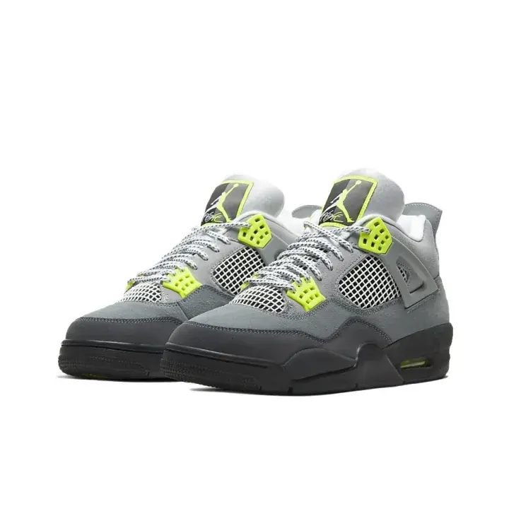 Grey Neon Yellow Suede Mesh Casual Sneakers, Breathable Lightweight Shock Absorbing Streetwear Fashion Trainers
