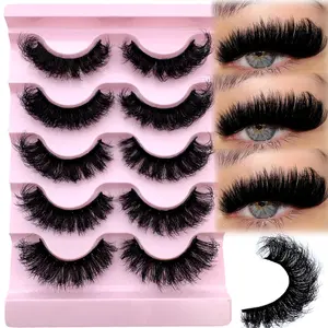 Luxury D Curl Dramatic Fluffy False Eyelashes, Fake Fur Eyelashes, Soft Comfortable Artificial Water Fox Lashes, Long Thick 3D Cross Layered Curly Lashes