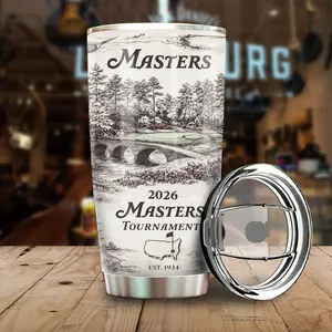 Golf Tournament Tumbler with Handle, Insulated Travel Cup with Lid, Augusta Inspired 1934 Champions Edition, Golf Lover Gift, Premium Golf Fan Drinkware for Men Women