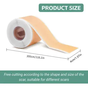 Silicone Scar Sheets, Silicone Scar Tape for Surgical Scars, Waterproof Reusable Scar Removal Away Strips Roll for C-Section, Surgery, Burn, Keloid Scar Treatment (1.5M)