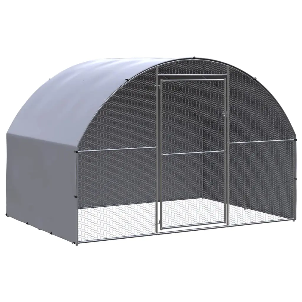 vidaXL Chicken Coop, Chicken Run Hen House, Battery Cage for Chickens Poultry, Easy to Assemble Chicken House Animal Cage, Galvanized Steel 3095472