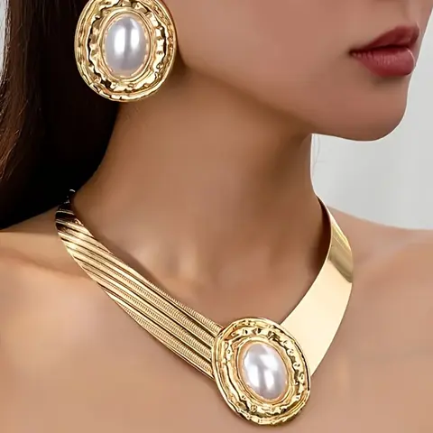 Boho Jewelry Set for Women, Metal Wind Necklace & Earrings, Geometric Design, Matching Jewelry Set, Perfect Gift, Fashionable Ladies Accessories, Hoop Earring Sets, Jewellery Gift Set