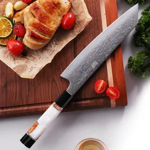 FINDKING 9 inch Japanese Kiritsuke Knife, Sharp Cuchillos Japoneses, Damascus Kitchen Knife for Professional & Home Chefs (BLACK-ROSE Series)