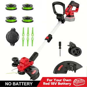 Cordless Weed Wacker for Milwaukee M18 Battery ,Battery Powered Weed Eater Edger Mower, Grass Cutter w/ Auto Line Feed 20000 RPM 12 Inch Brushless Grass Trimmer 6 Blades & 4 Spools String Trimmer for Lawn
