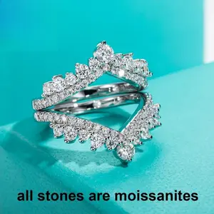 3mm D Color Moissanite Heart Shape Wedding Bands 18k Gold Plated 925 Sterling Silver Bridal Ring Set For Girls Jewelry
