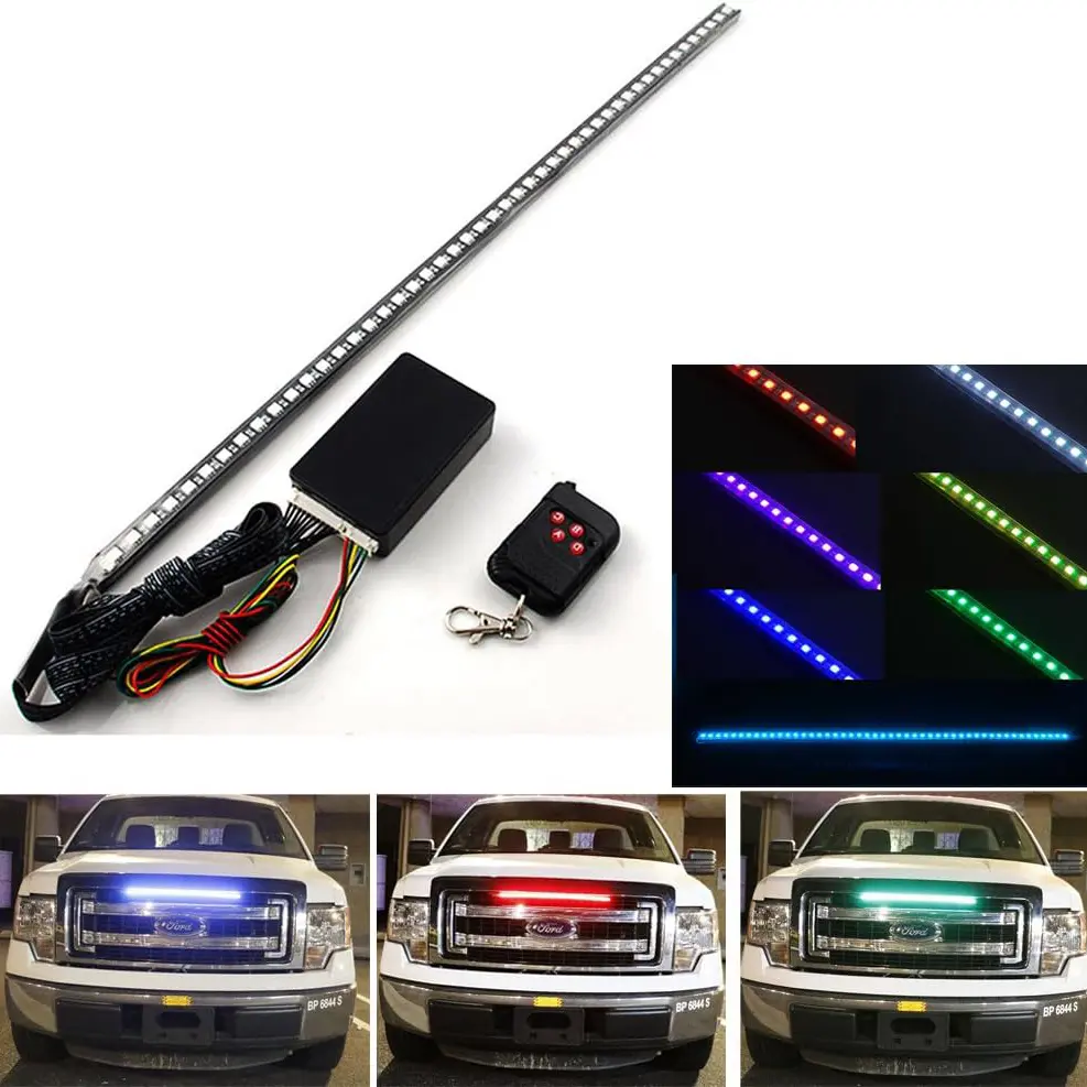DIBMS RGB LED Knight Rider Scanner Light Strip 22'' 48-SMD Multicolored LED Flash Strobe Grille Light Car Truck Interior Exterior Lighting Multifunctional Car Led Underglow Car,car stuff,led lights for cars