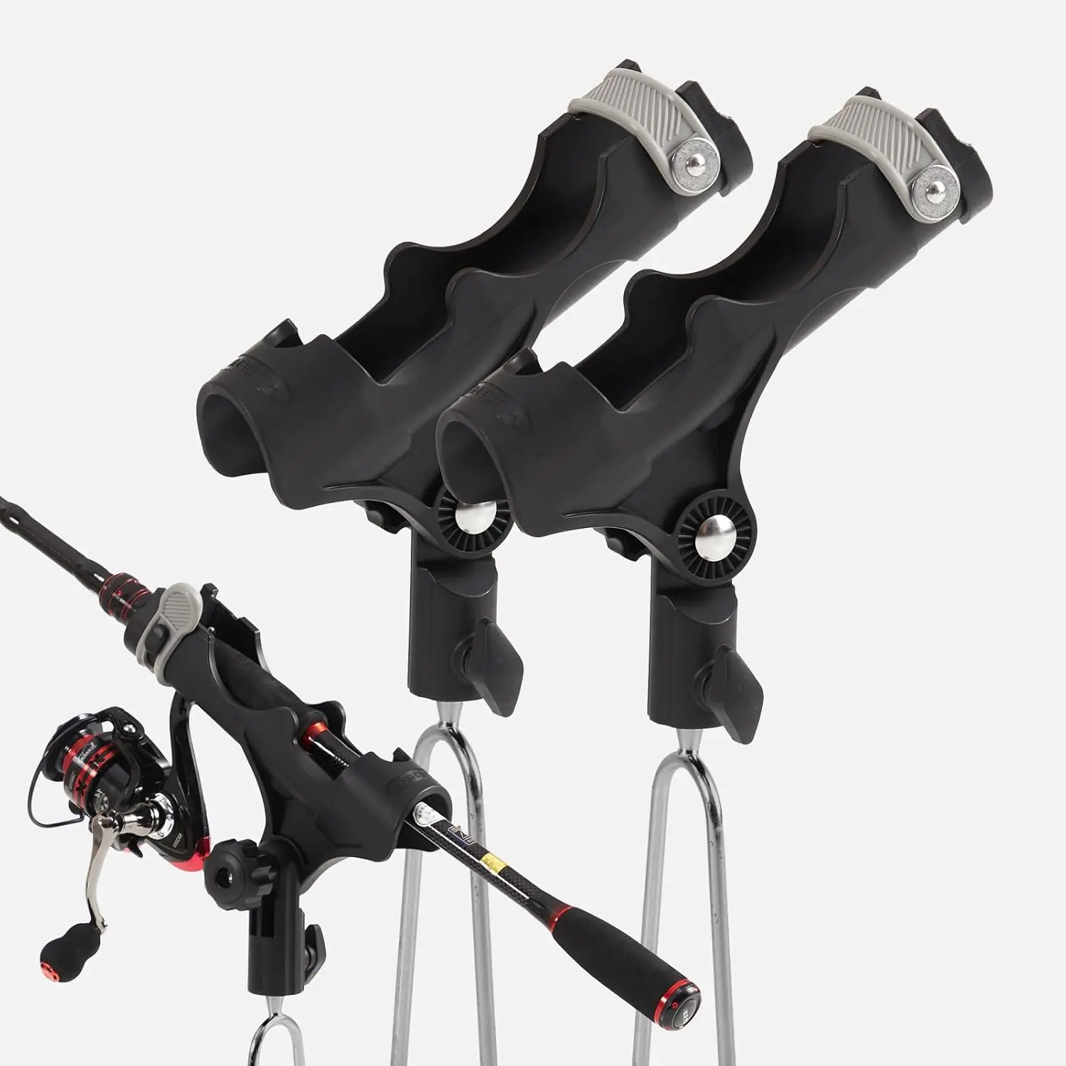 HITORHIKE 2 Pack Surf Fishing Rod Holders, Heavy Duty Saltwater Beach Bank Fishing Ground Mount, 360 Adjustable Anti-Drop Fishing Pole Holder for Shore Surf Lake