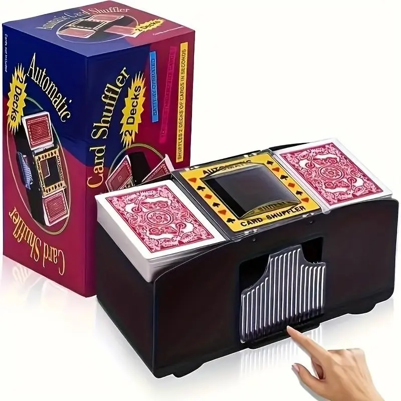 1-2 Speed Automatic Poker Shuffler, Abs Material, Battery Powered, Compact Design, Clear Display, Durable Poker Shuffler
