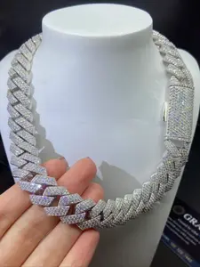 Men's Fashion Hip Hop Jewelry, 20mm Cuban Chain, Ice Crystal Rapper, Full diamond, Vvs Gra Certified, Luxury Accessories