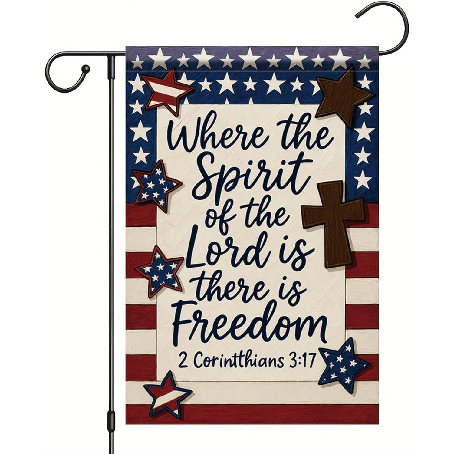 Christian Garden Flags For Outside 12x18 Inch Double Sided Religious Patriotic American God Family Country Bible Verse Jesus Faith Yard Decor Where The Spirit Of The Lord Is There Is Freedom