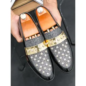 Men's Fashionable Colorblock Patchwork Design Lace Up Dress Shoes, Casual Comfortable Loafers for Daily Wear, Lightweight Breathable Shoes for Men
