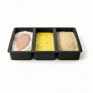 Sweet Jojo Designs Breading Trays Set of 3 Sections, Silicone Cookware & Breading Station Dredging Pans for Chicken Breader, Marinating Meat, Fish, & Food Prep Trays, Unique Kitchen Gadgets & Supplies
