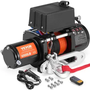 VEVOR Electric Winch, 3500 lb Line Pull Capacity, 12V DC ATV/UTV Winch with 3/16 inx 39 ft 12 Strands Synthetic Rope Aluminum Fairlead Wired Remote Control, IP55 Waterproof for Towing UTV ATV BoatVEVOR Super Brand Day
