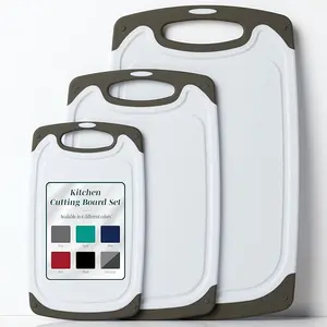 Cutting Boards for Kitchen - BPA-Free Chopping Board - Different Sizes & Non Slip Handles - Reversible, Large Cutting Board Set - Unique Gifts for Cooks Who Have Everything - 3-Pack Gray