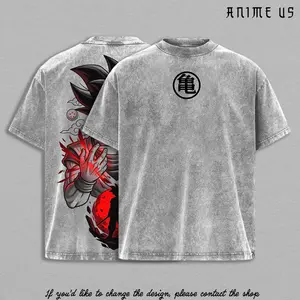 Saiyan Warrior Kakarot Style Shirt Anime Energy Aura Dragon Orb Fighter Tee Power Up Vintage Washed Oversized Streetwear