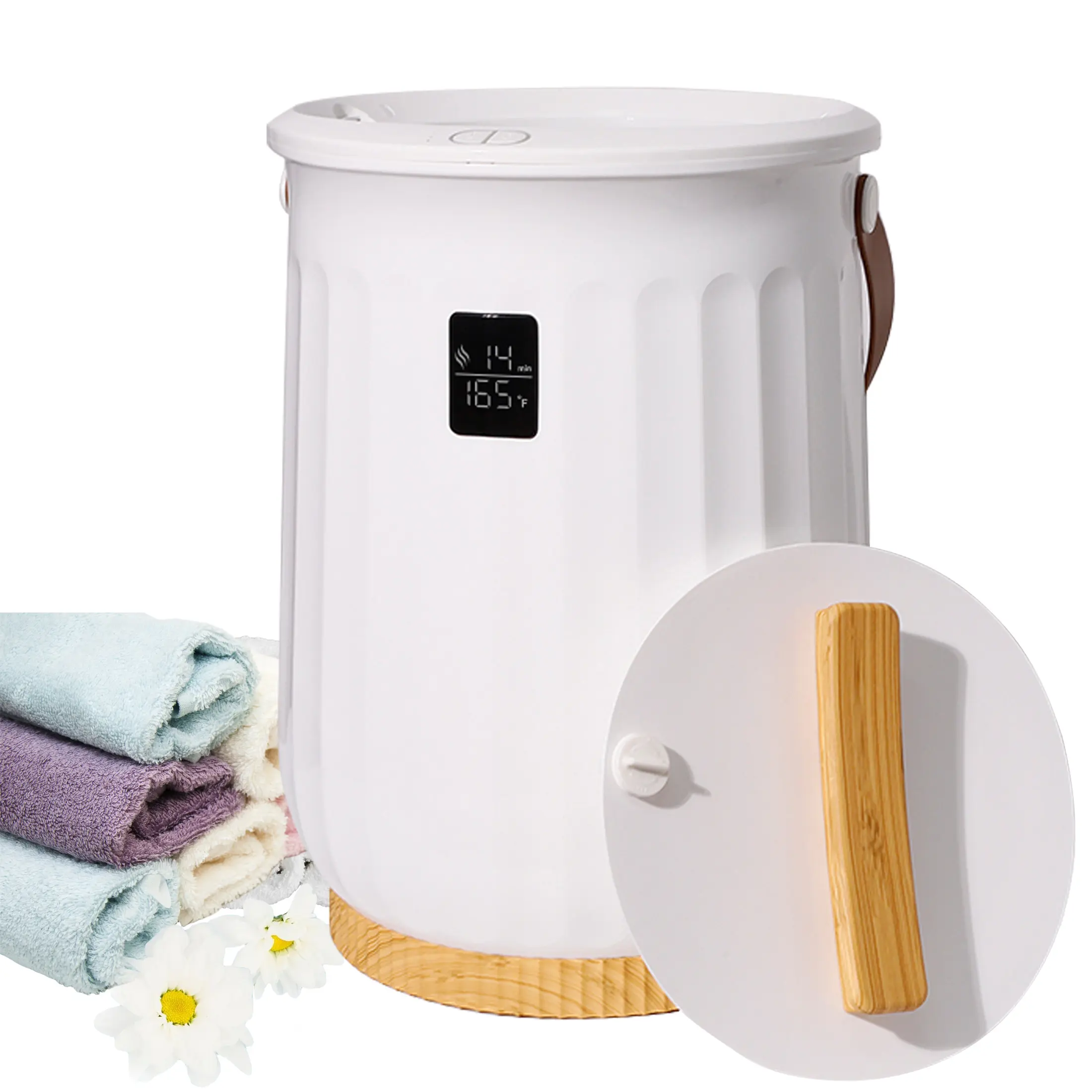 Towel Warmers Bucket, 5.28gal, White Large Towel Warmer For Spa And Bathroom, Auto Shut-Off, Adjustable Timer, Fits Up to Two 40"X70" Oversized Towels