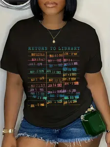 100% Cotton Unisex Library Card Vintage Book Due Date Bookish Rainbow Reading Round Neck Short Sleeve T-Shirt Women's Men Graphic Tee