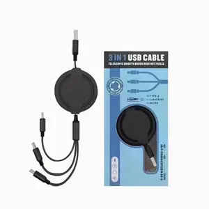 3-in-1 Multi-Port Charging Cable - Fast Charging for iPhone, Android & Type-C, Simultaneous Charging, Free Interface Switching