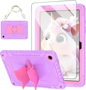 for  Galaxy Tab A9 Plus 11 inch with Screen Protector, Kickstand, Stand,  Strap, Cute Rugged Tablet Cover for  Girls for Galaxy Tab A9+ (SM-X210/X216/X218)  Purple