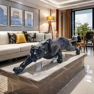 [Versatile Alphabet Animal Statue] 1pc Resin Black Leopard Sculpture - Versatile Alphabet Animal Theme Statue for Indoor & Outdoor Decor, Ideal for Christmas, Thanksgiving, Valentine's, Father'S & Mother'S Day - Elegant Handcrafted Ornament