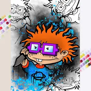 5D DIY Full Diamond Round Drill Paint - Diamond Painting Kit Cartoon Characters Mosaic Canvas DIY Wall Art, Home Wall Decoration, Diy Kits