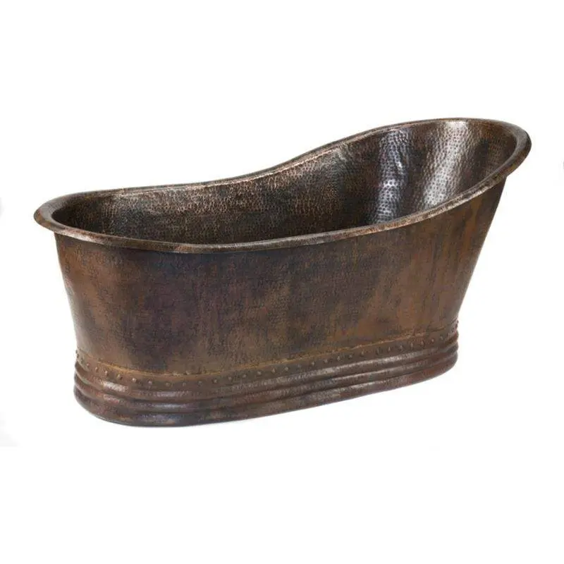 67" Hammered Copper Single Slipper Bathtub
