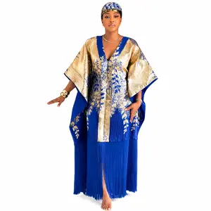 Women's Luxury African Kaftan Dress – Elegant Pleated Maxi Evening Gown