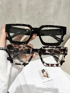 Classic Elegant Unisex Non-Prescription, Square Shape, Suitable for Daily Life, Office, Casual Activities, 1 Pair/2 Pairs, Leopard Pattern Eyeglasses