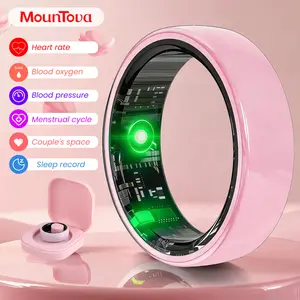#6-#11 Pink White & Black Ceramic Smart Rings for Women & Men,Waterproof Wearable Fitness Trackers,Heart Rate,Stress & Cycle Monitor,Sleep Tracker, IP68 Waterproof,5-7 Day Battery, iOS & Android Compatible with Charging Case,Couple Gift